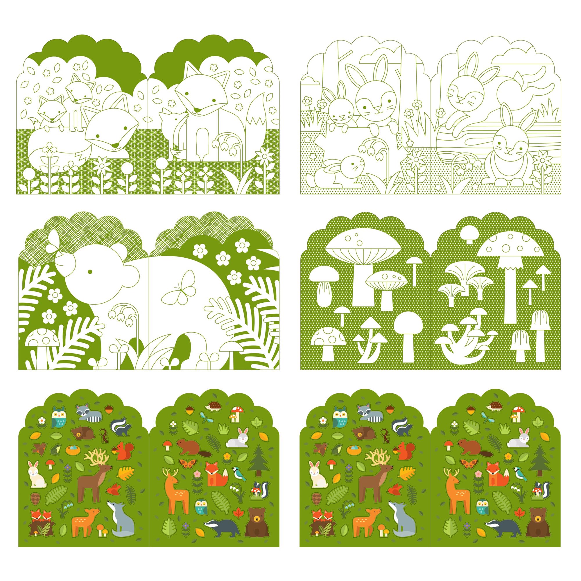 Woodland Colouring Book with stickers