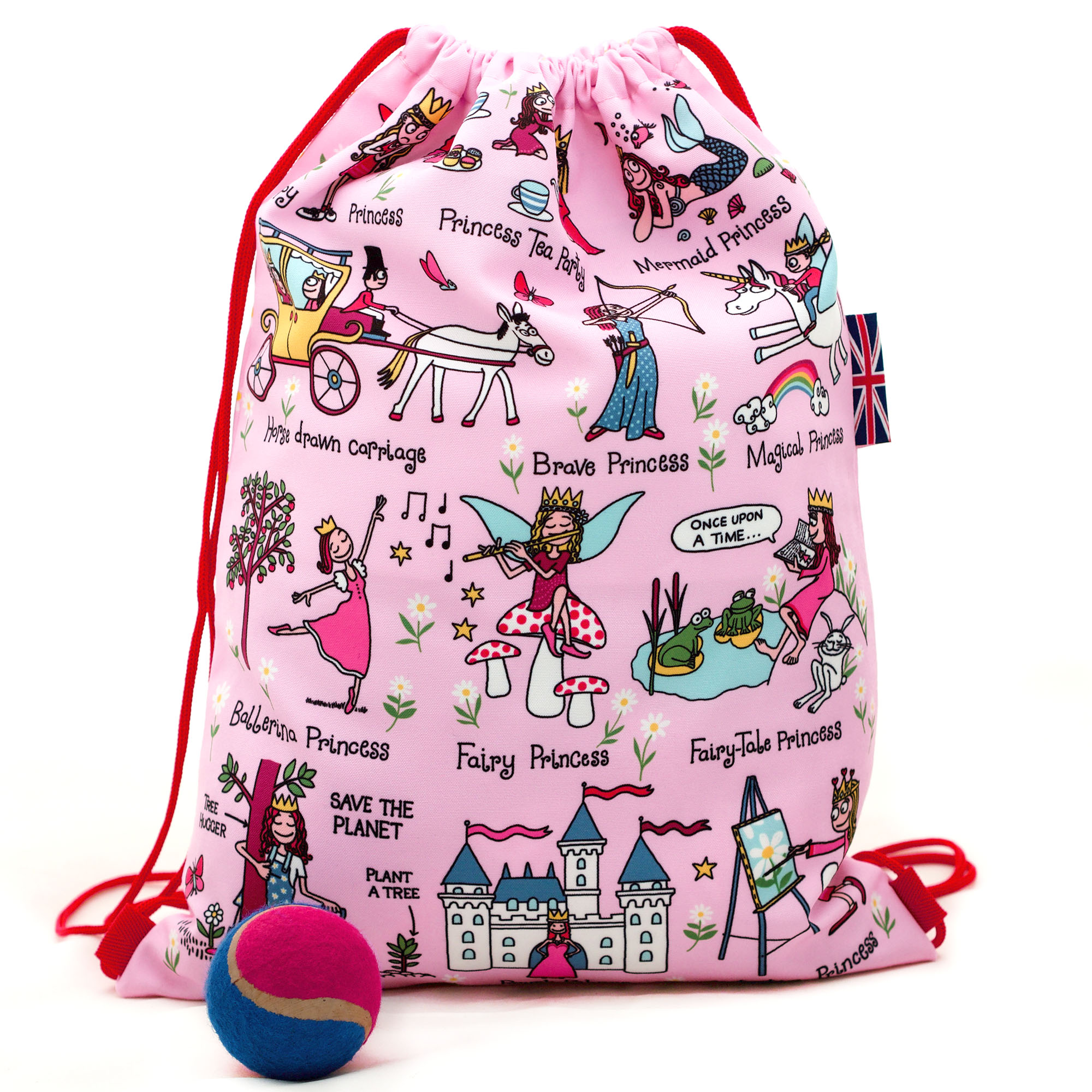 Kids Princess Waterproof Drawstring Bag - Recycled