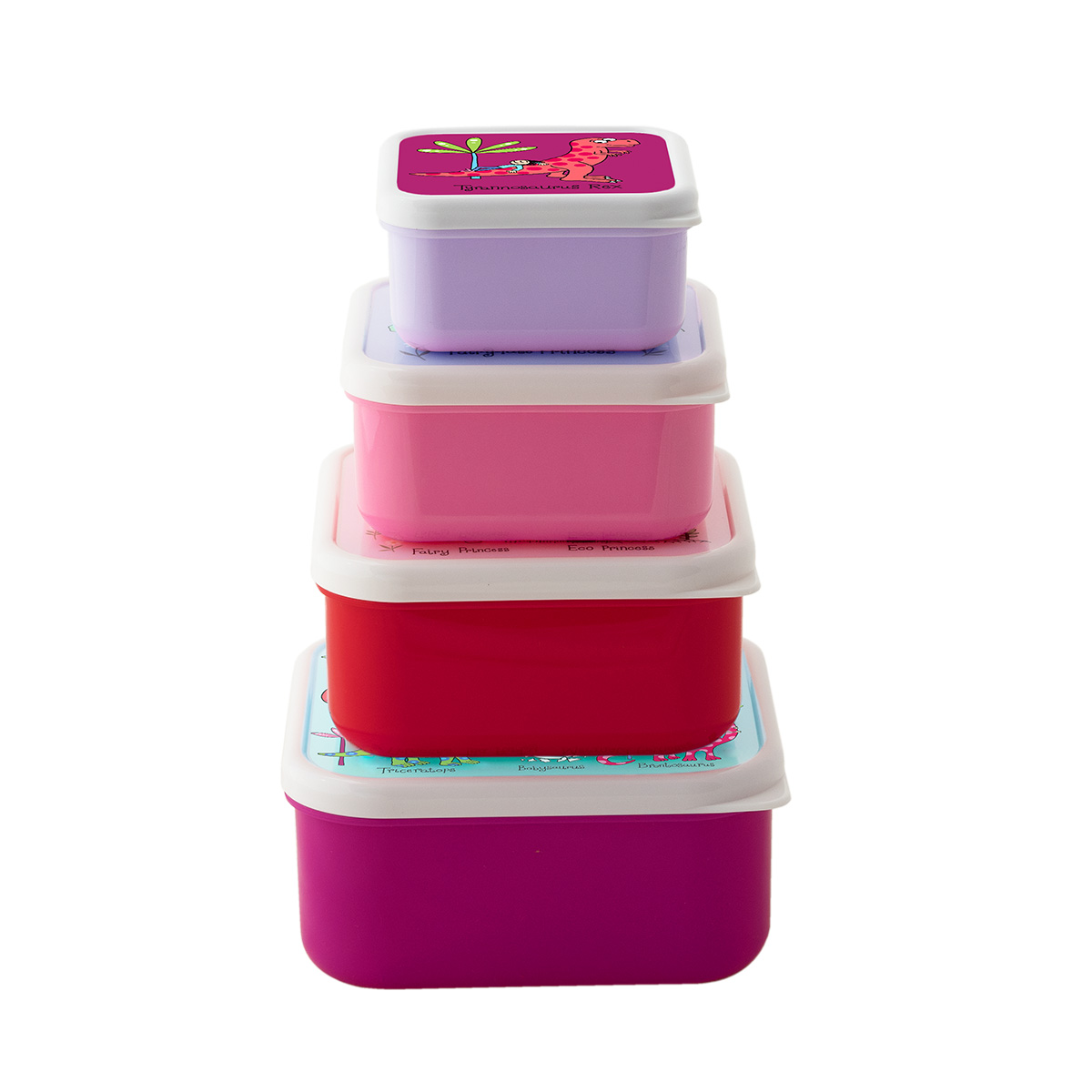 Set of 4 Dinosaur Pink Snack Boxes For Kids