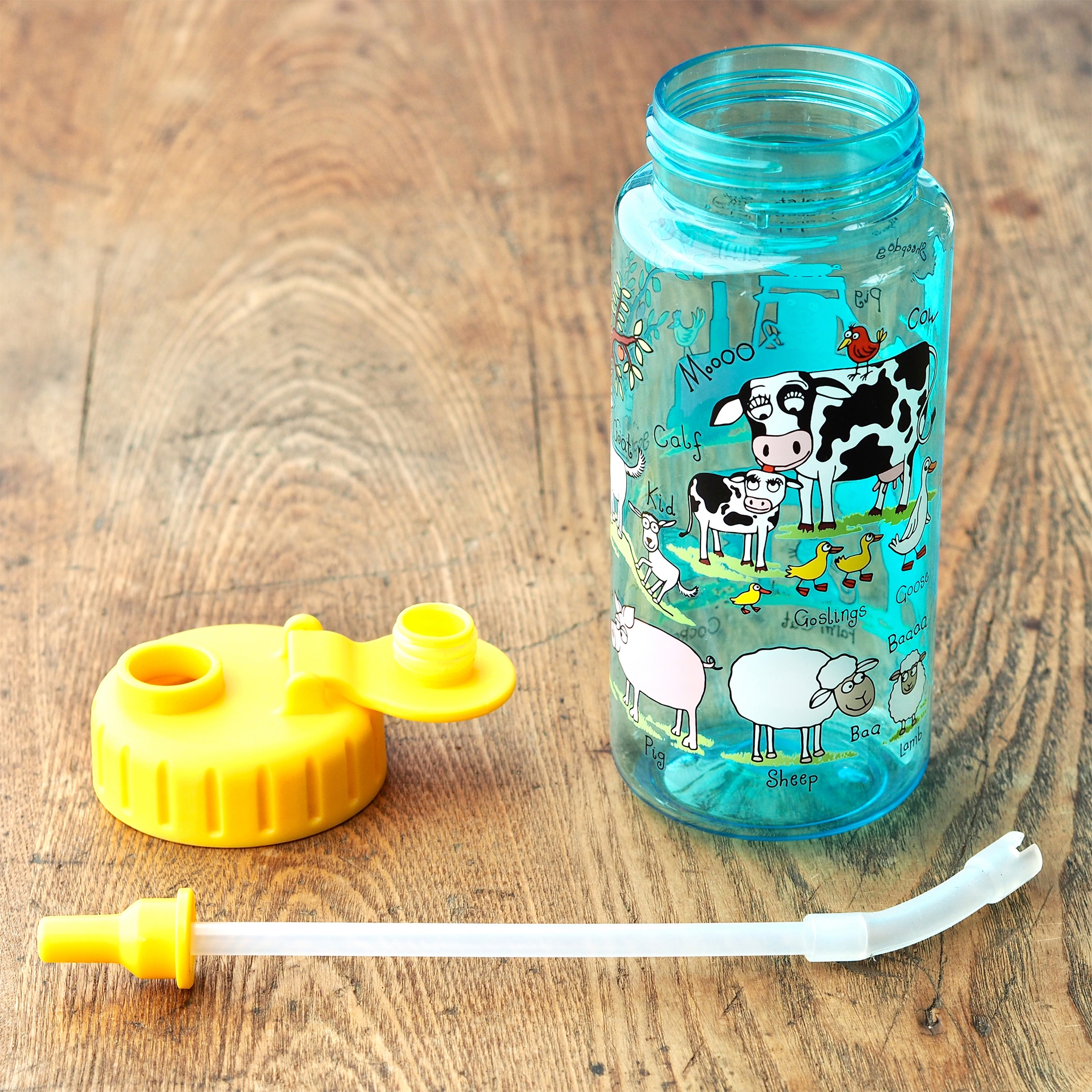 Kids Farm Drinking Bottle With Straw