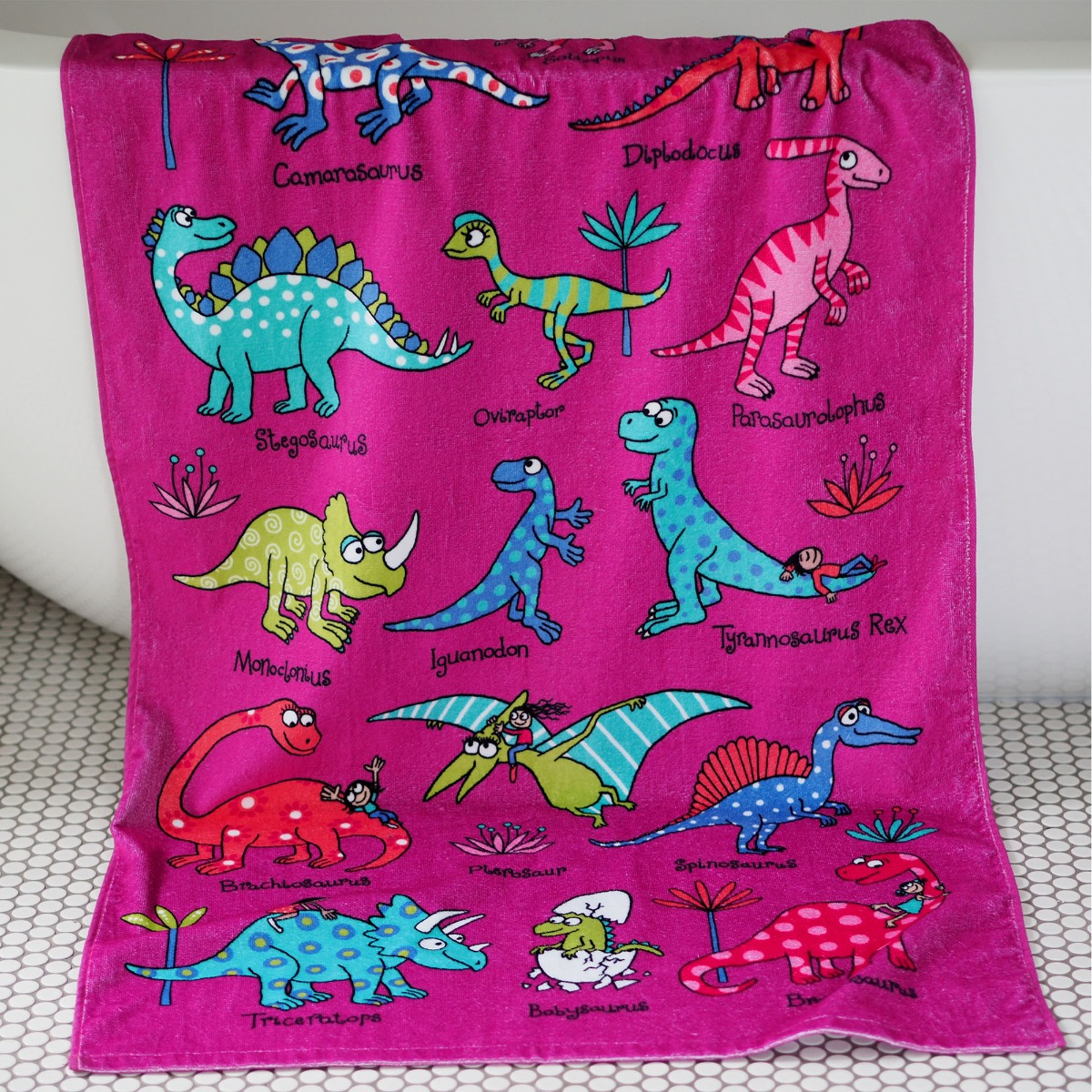 Dino Pink Children's Towel