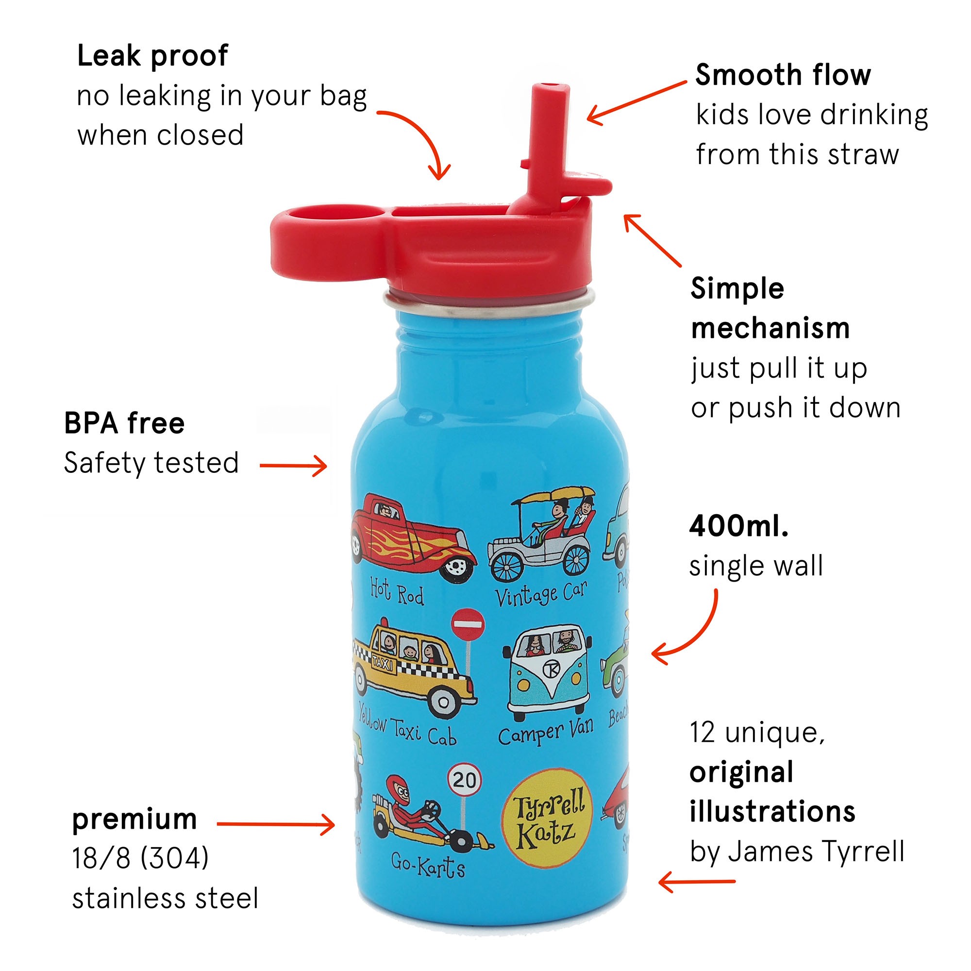 Cars Stainless Steel Drinking Bottle