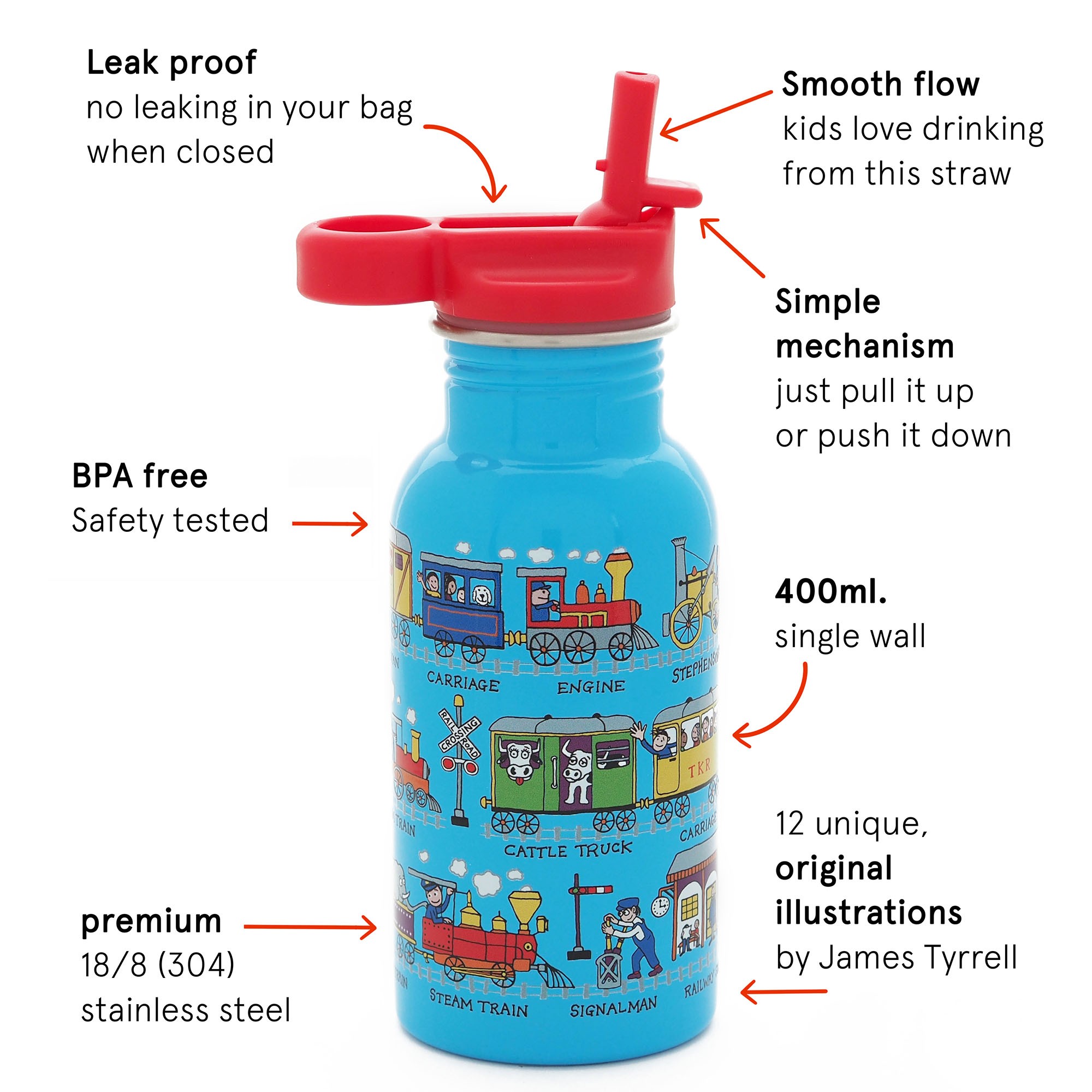 Trains Stainless Steel Drinking Bottle