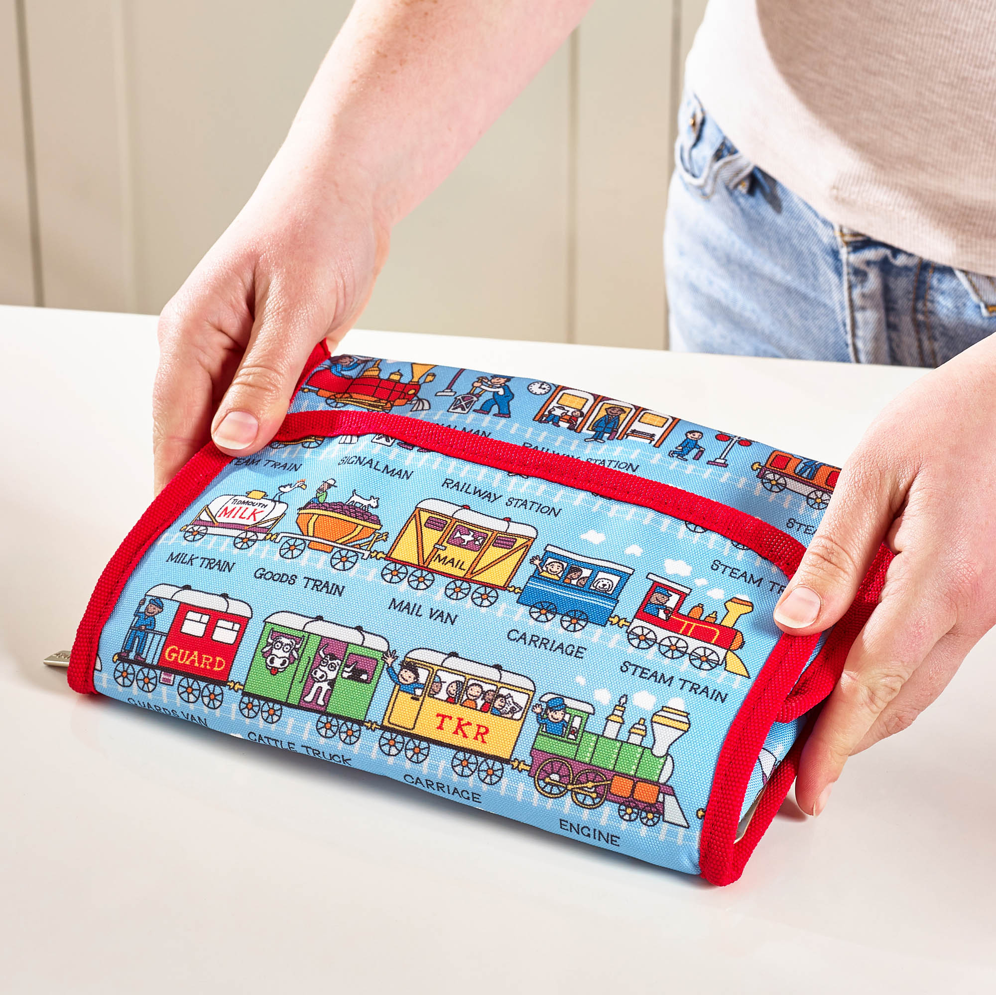Trains Folding Lunch Tote