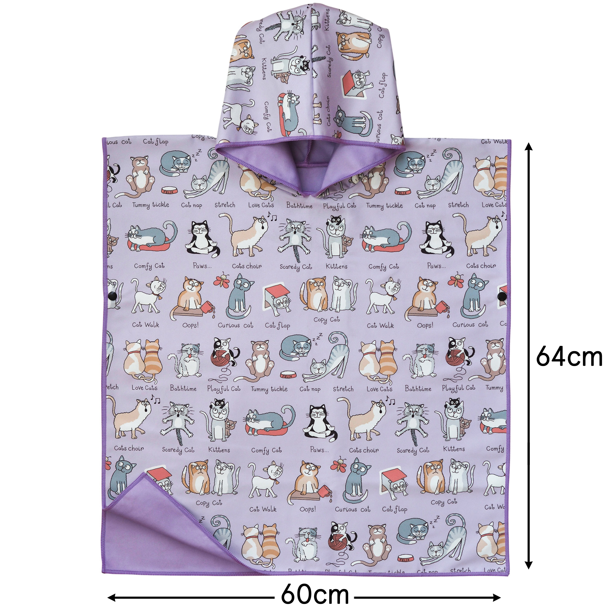 Cats Microfibre Poncho Towel