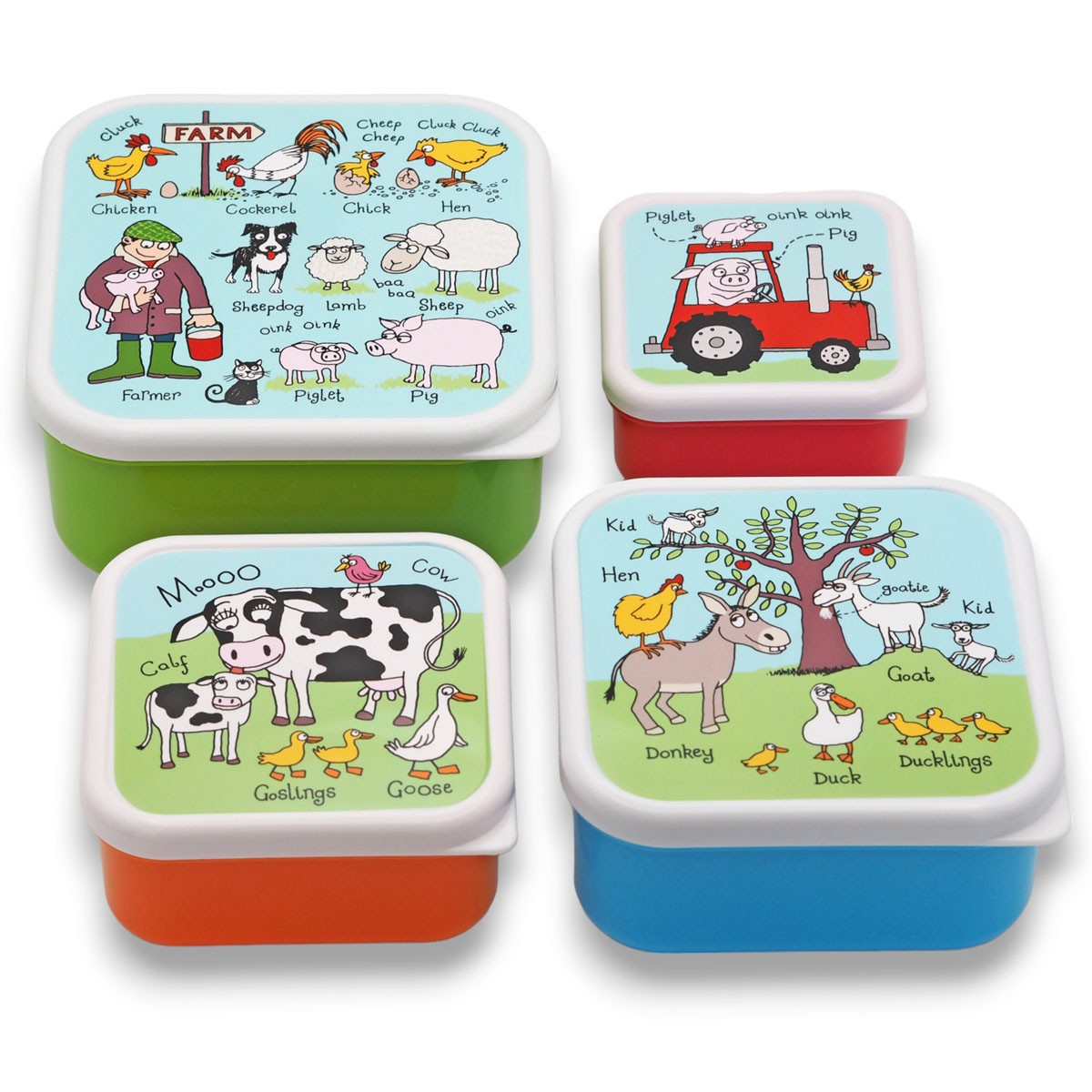 Set of 4 Farm Snack Boxes For Kids