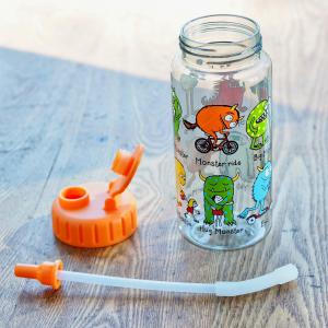 Monsters Design Drinking Bottle with straw